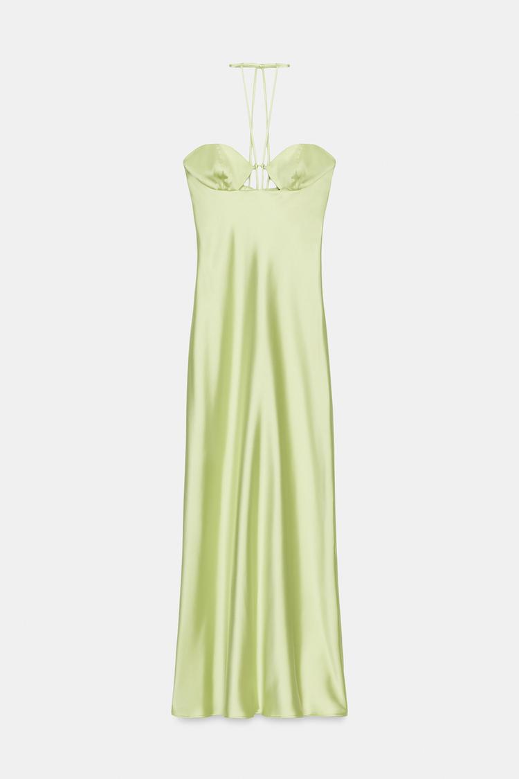 Lemon Zest Cut-Out Halter Midi Dress