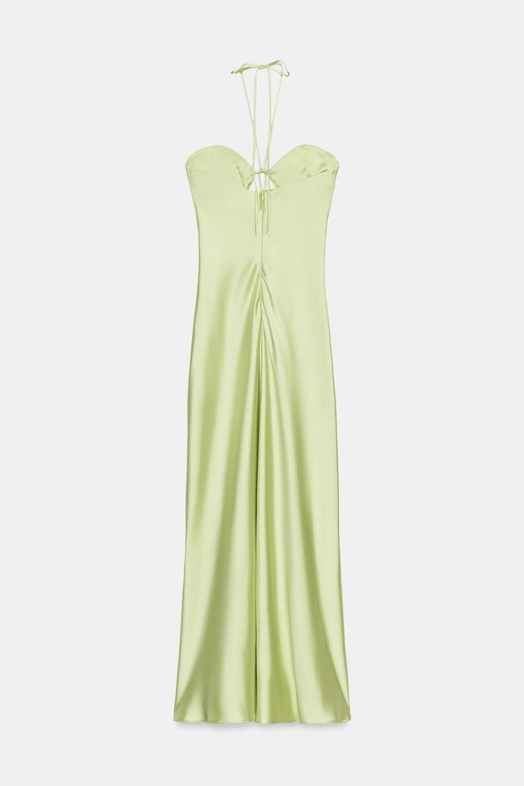 Lemon Zest Cut-Out Halter Midi Dress
