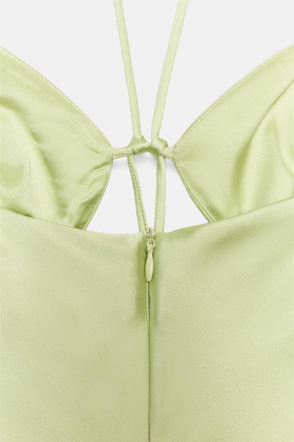 Lemon Zest Cut-Out Halter Midi Dress