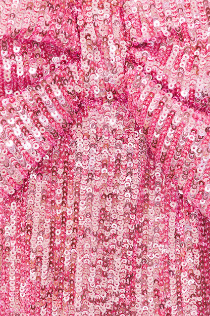 Blush Sparkle Bow Sequin Mini Dress