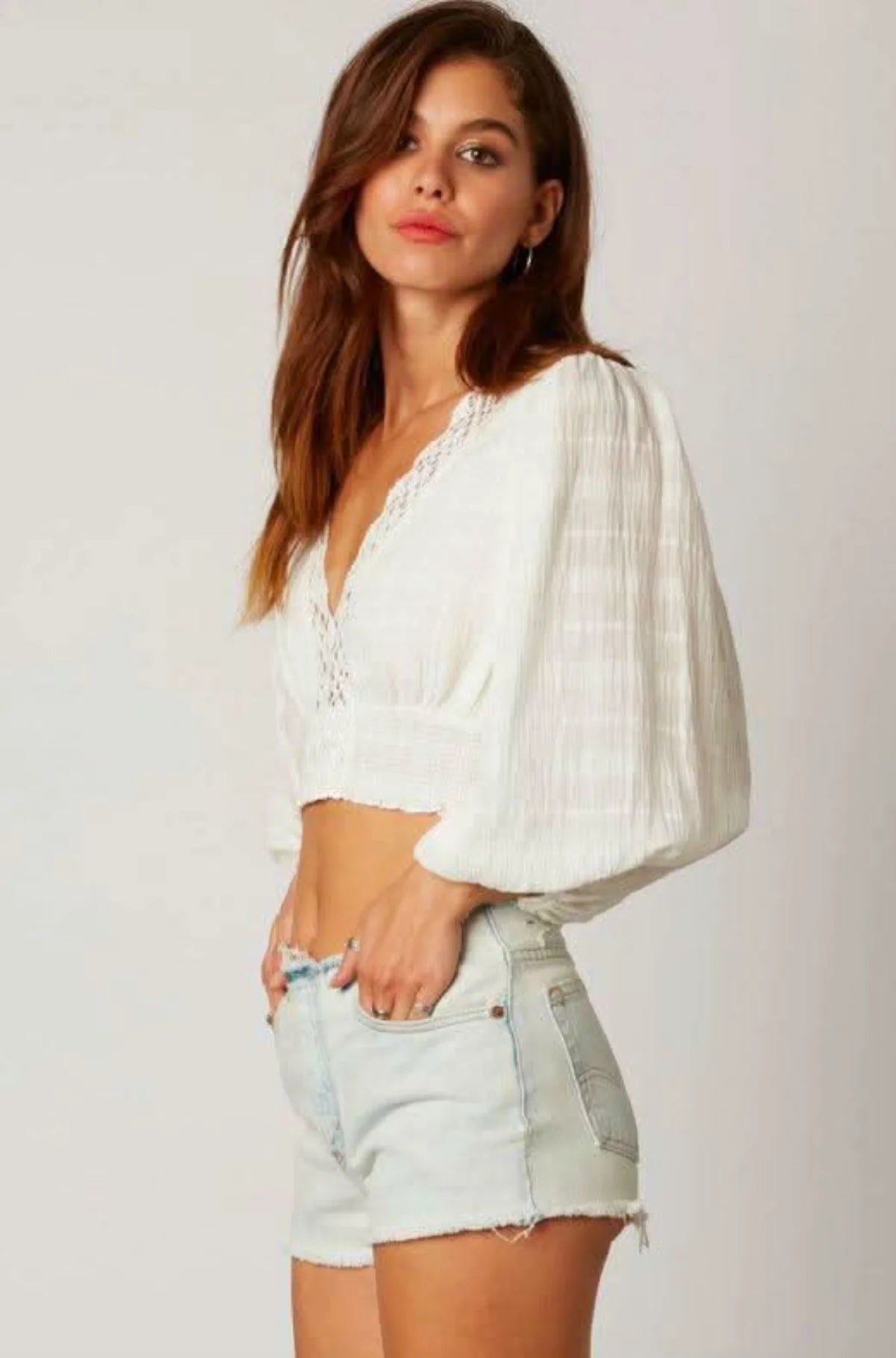 Lola White Lace Crop Top